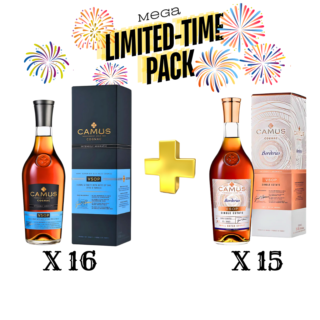 Limited-Time Superior Pack: Camus VSOP Cognac 70cl (Intensely Aromatic) X 16 and (Borderies Single Estate) X 15